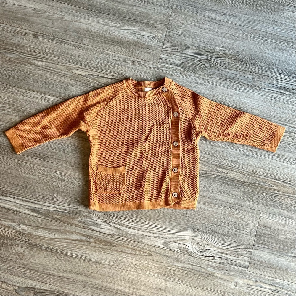 ettie & h baby Orange Button-Up Knit Sweater 6-9 months